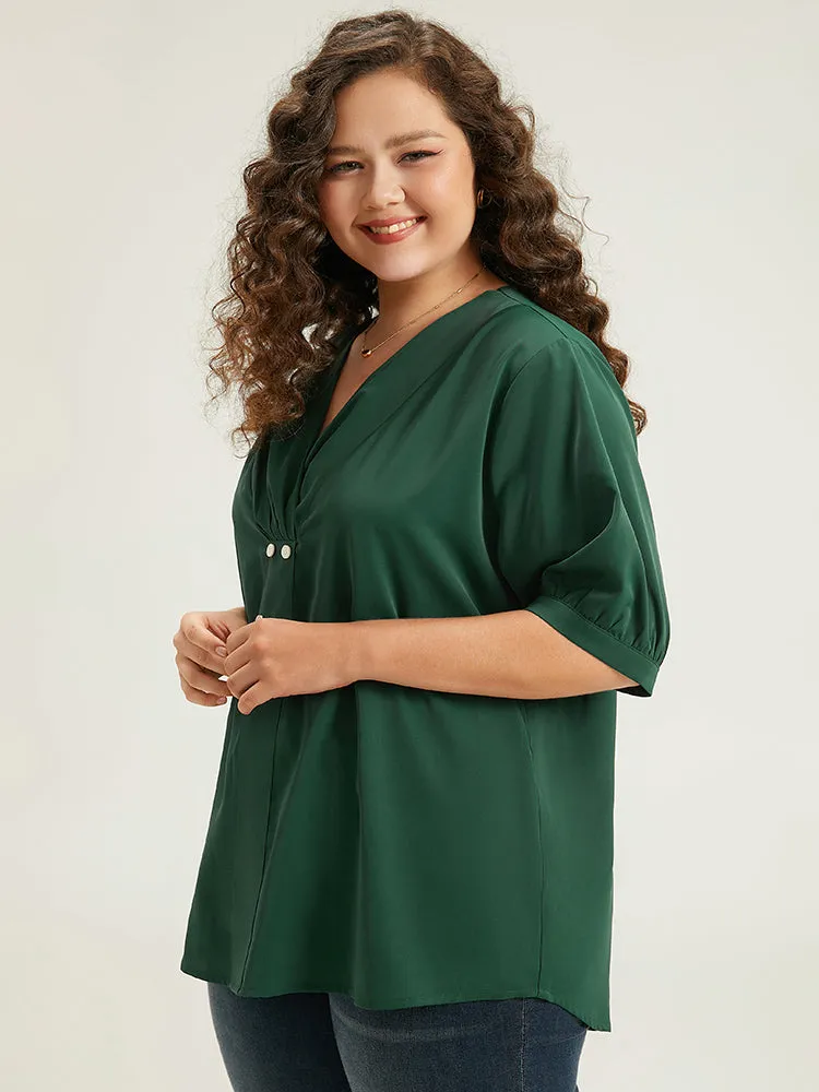 Button Detail Plicated Detail Blouse sold by Bloomchic product image thumbnail 3