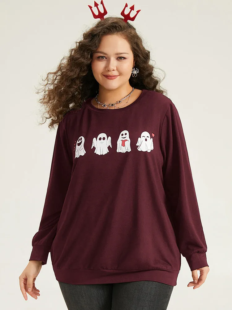 Halloween Print Crew Neck Sweatshirt sold by Bloomchic