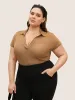 Shirt Collar Plain Dolman Sleeve T-shirt sold by Bloomchic