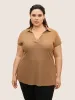Shirt Collar Plain Dolman Sleeve T-shirt sold by Bloomchic