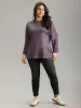 Solid Heather Round Neck Roll Dolman Sleeve T-shirt sold by Bloomchic
