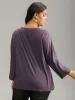 Solid Heather Round Neck Roll Dolman Sleeve T-shirt sold by Bloomchic