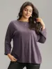 Solid Heather Round Neck Roll Dolman Sleeve T-shirt sold by Bloomchic