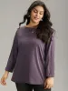 Solid Heather Round Neck Roll Dolman Sleeve T-shirt sold by Bloomchic
