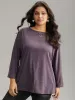 Solid Heather Round Neck Roll Dolman Sleeve T-shirt sold by Bloomchic