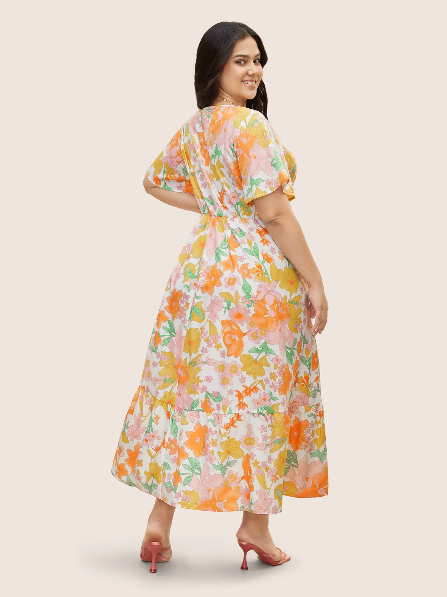 V Neck Floral Drawstring Maxi Dress sold by Bloomchic product image thumbnail 4