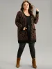 Leopard Contrast Open Front Jacquard Cardigan sold by Bloomchic