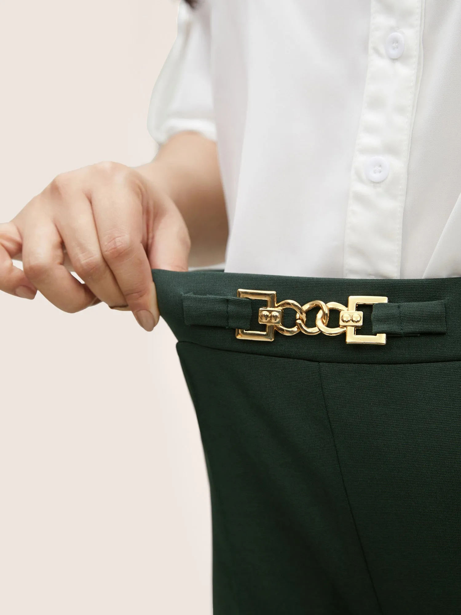 Metal Buckle Detail High Rise Skinny Pants sold by Bloomchic product image thumbnail 4