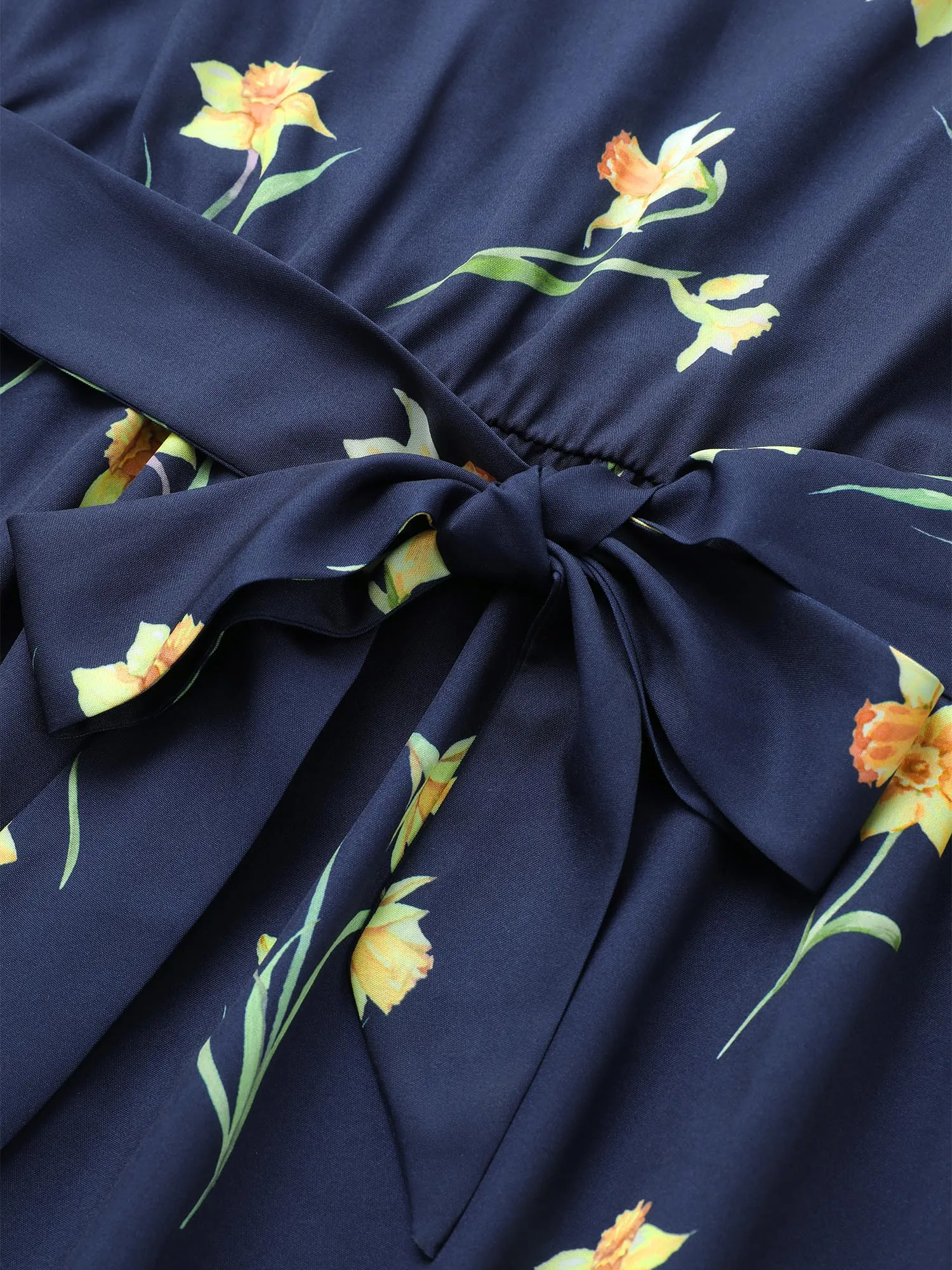 Floral Print Belted Gathered Bell Sleeve Dress sold by Bloomchic product image thumbnail 5