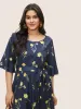Floral Print Belted Gathered Bell Sleeve Dress sold by Bloomchic