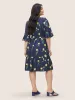 Floral Print Belted Gathered Bell Sleeve Dress sold by Bloomchic