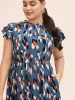 Allover Print Frill Trim Flutter Sleeve Dress sold by Bloomchic