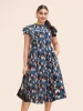 Allover Print Frill Trim Flutter Sleeve Dress sold by Bloomchic