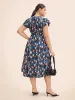 Allover Print Frill Trim Flutter Sleeve Dress sold by Bloomchic