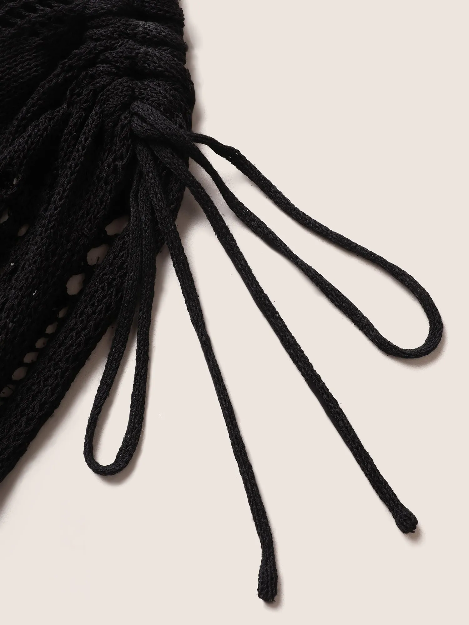 Solid Drawstring Cut Out Split Hem Swim Cover Up sold by Bloomchic product image thumbnail 5