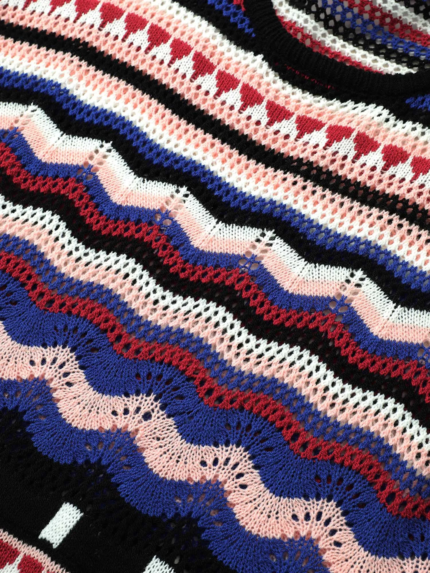 Striped Contrast Hollow Out Drop Shoulder Pullover sold by Bloomchic product image thumbnail 5