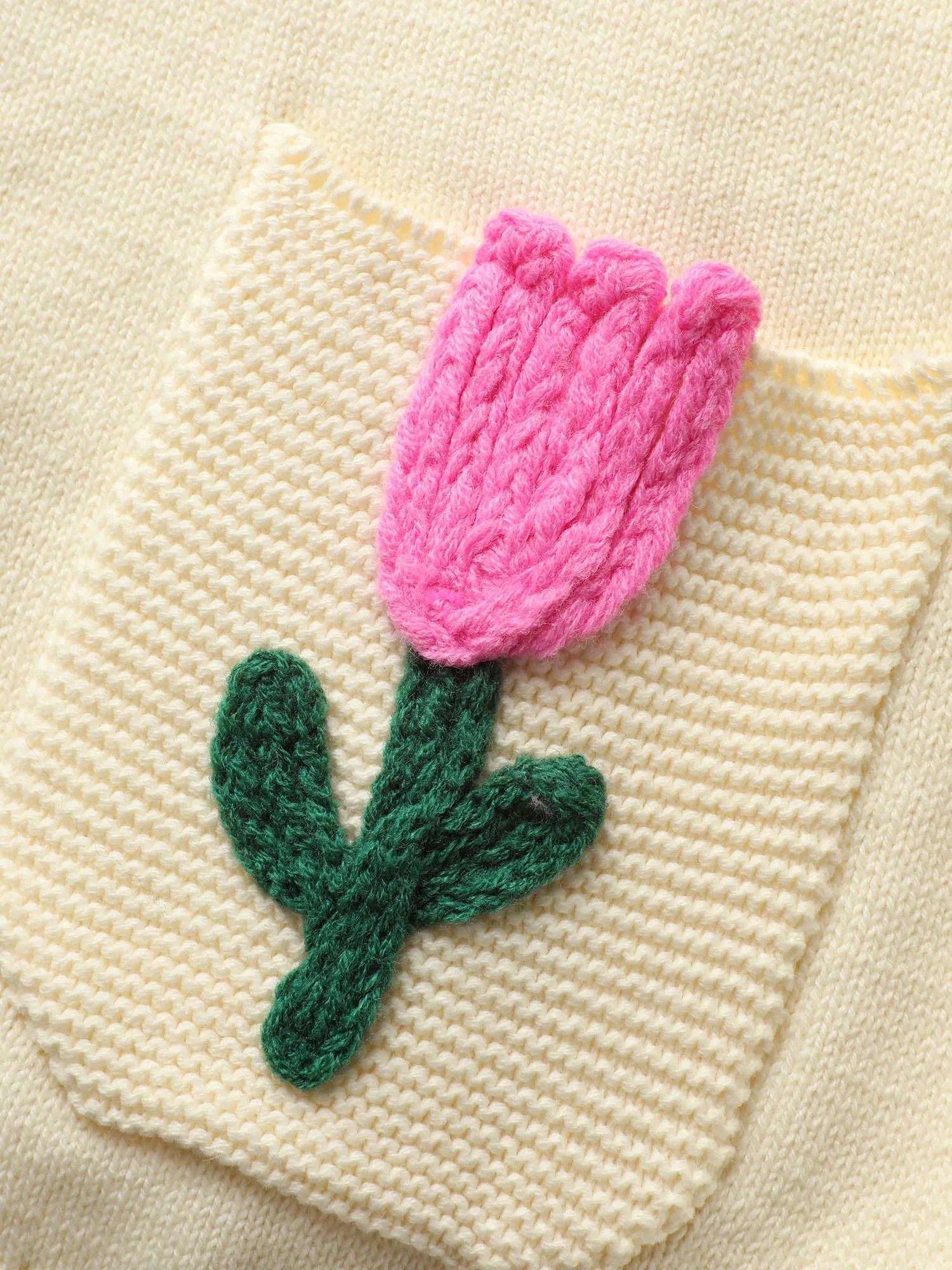 Contrast Crochet Floral Patch Pocket Cardigan sold by Bloomchic product image thumbnail 5