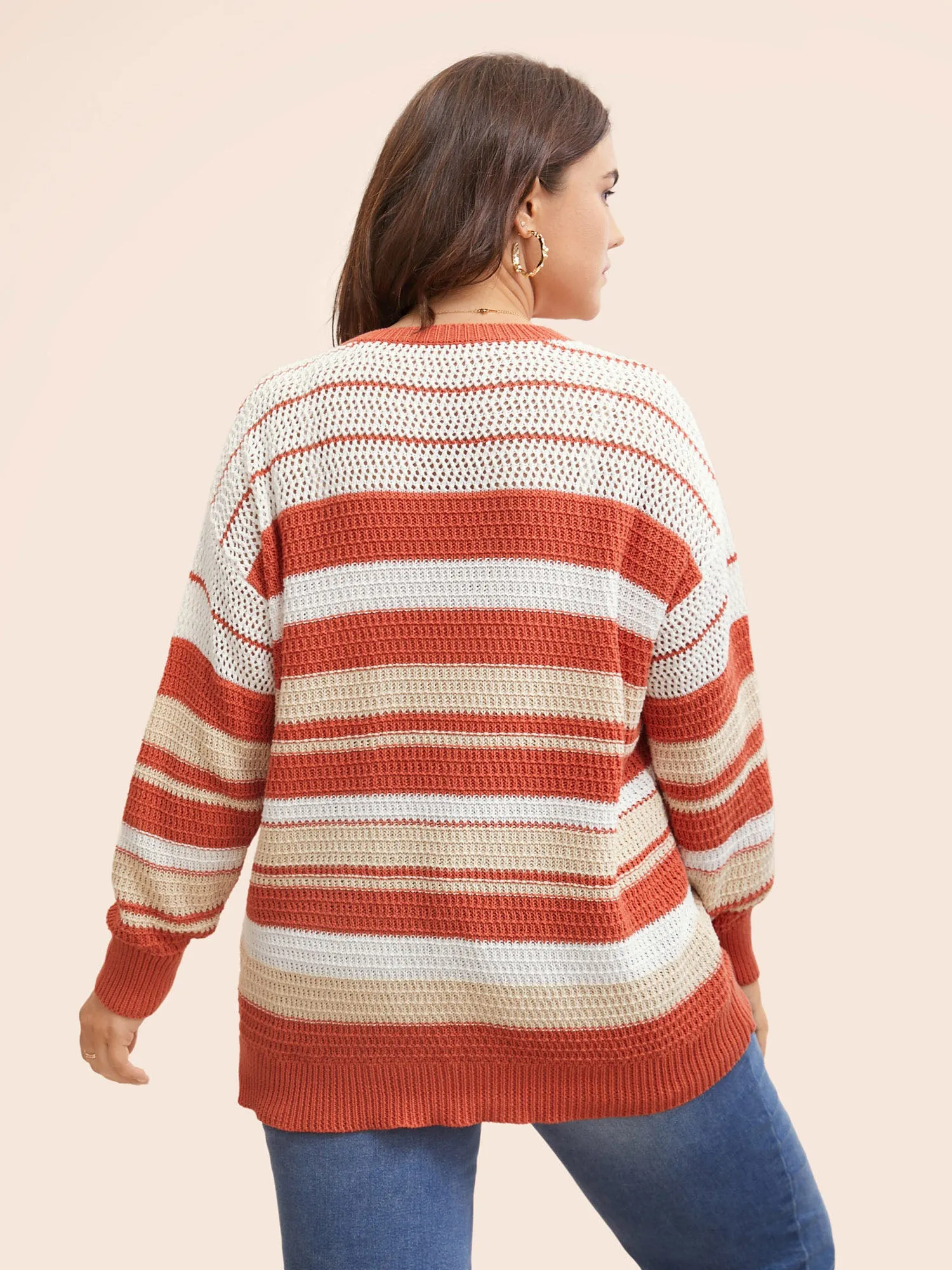 Striped Contrast Cut Out Drop Shoulder Pullover sold by Bloomchic product image thumbnail 2