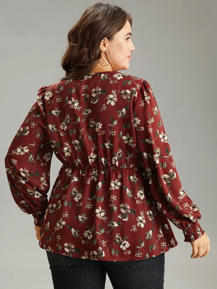 Ditsy Floral Shirred Ties Square Neck Blouse sold by Bloomchic product image thumbnail 2