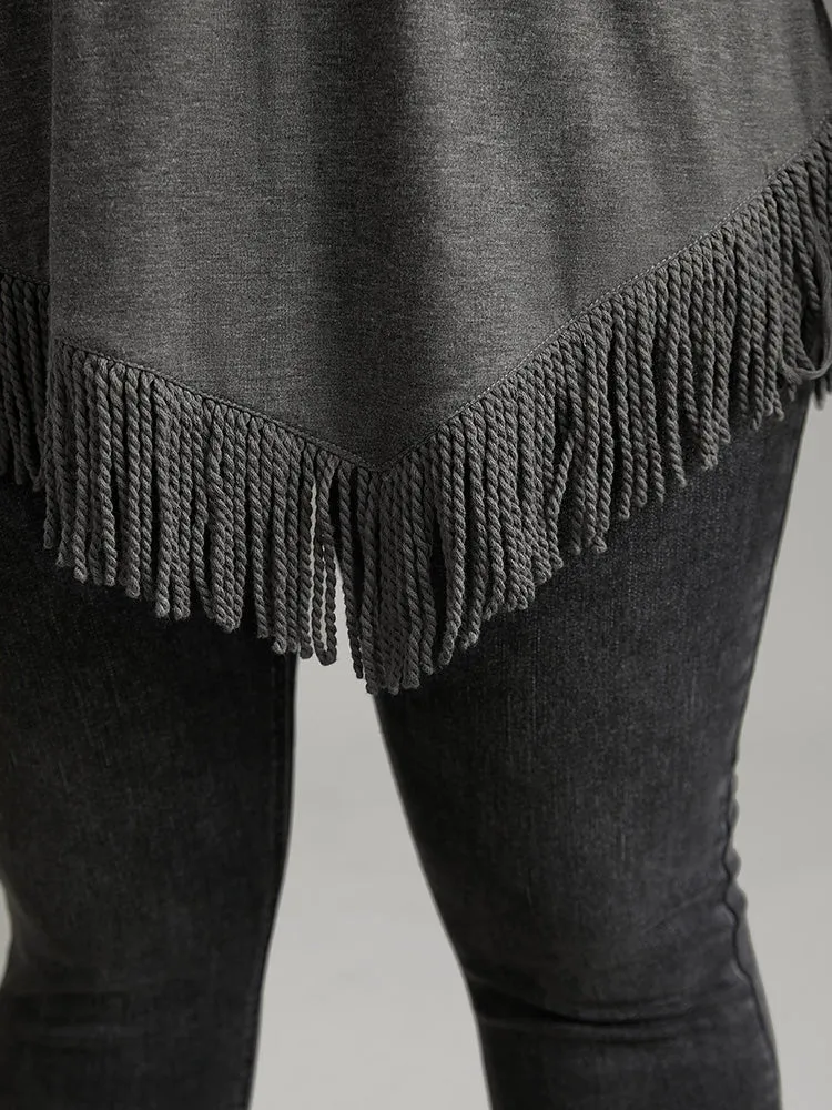 Plain Tassels Trim Hem Long Sleeve T-shirt sold by Bloomchic product image thumbnail 4