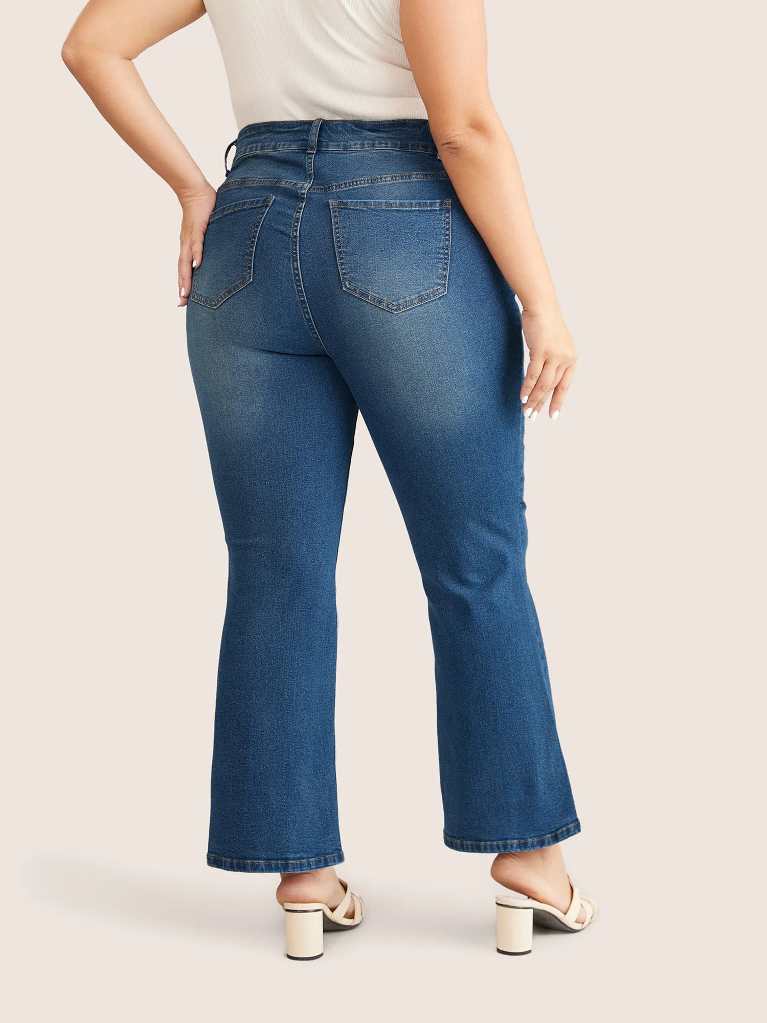 Medium Wash Flare Leg High Jeans sold by Bloomchic product image thumbnail 4