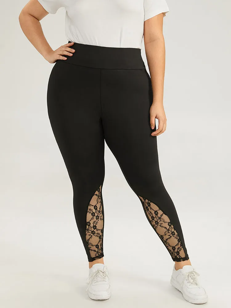 Halloween Wideband Waist Lace Panel Leggings sold by Bloomchic