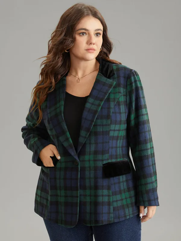 Plaid Button Up Patchwork Flap Pocket Blazer sold by Bloomchic