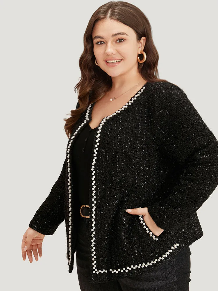 Pearl Tweed Beaded Texture Pocket Blazer sold by Bloomchic product image thumbnail 3