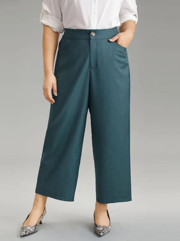 Elastic Waist Solid Pocket Straight Leg Pants sold by Bloomchic