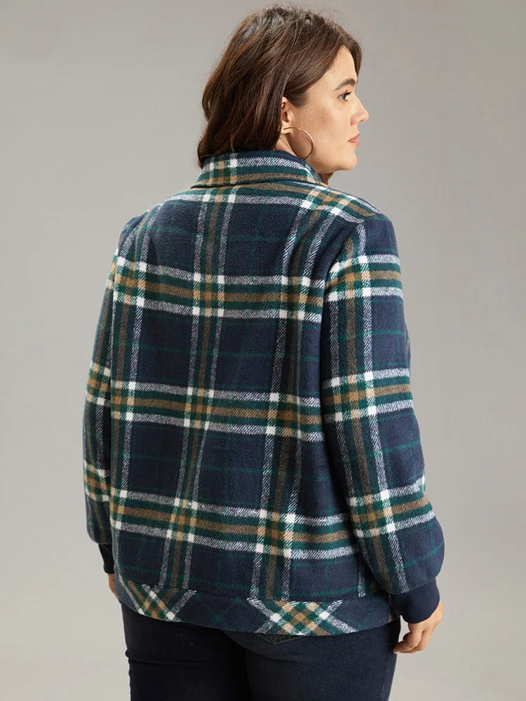 Plaid Button Detail Pocket Zipper Jacket sold by Bloomchic product image thumbnail 2