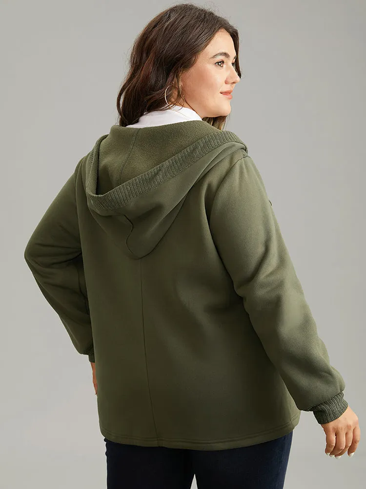 Patchwork Rib Knit Hooded Button Up Jacket sold by Bloomchic product image thumbnail 4