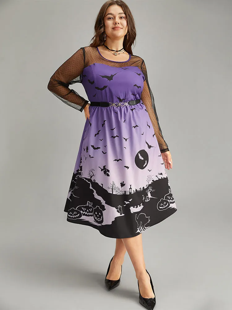 Halloween Graphic Pocket Mesh Patchwork Dress sold by Bloomchic product image thumbnail 3