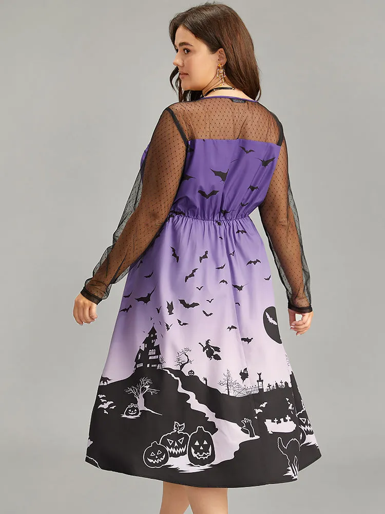 Halloween Graphic Pocket Mesh Patchwork Dress sold by Bloomchic product image thumbnail 2