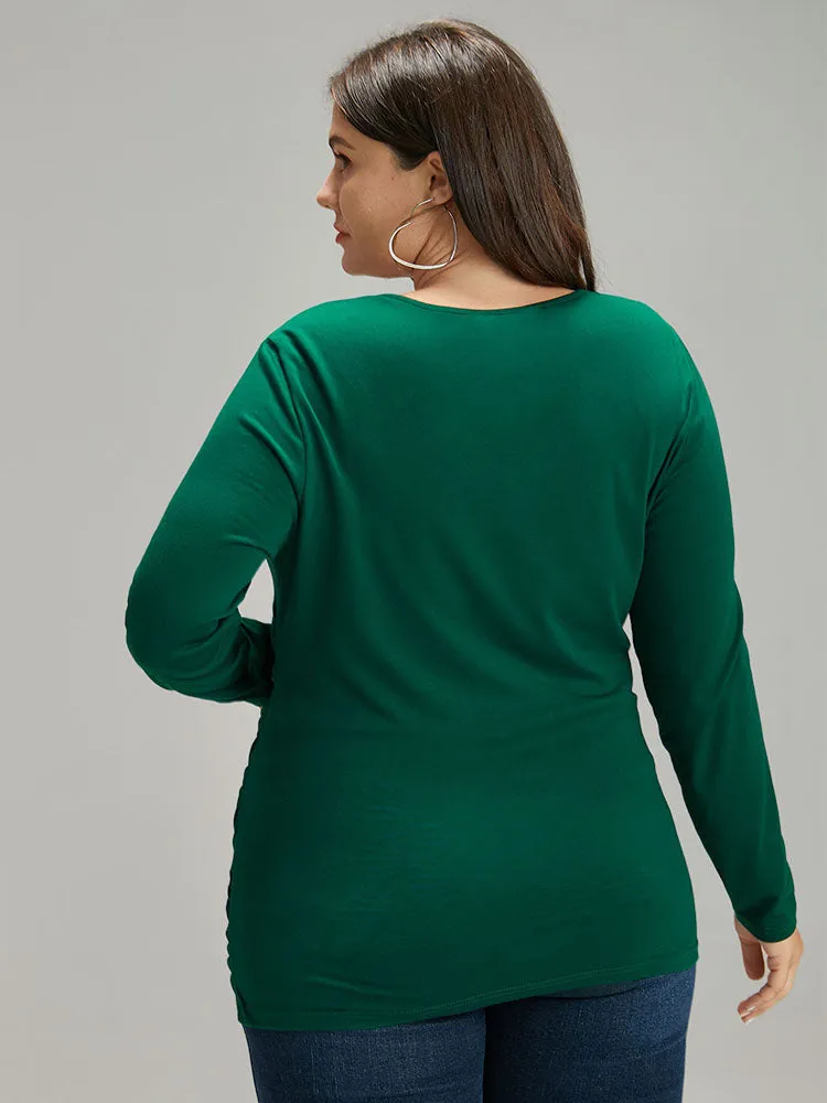 Plain Crossover V Neck Gathered T-shirt sold by Bloomchic product image thumbnail 2