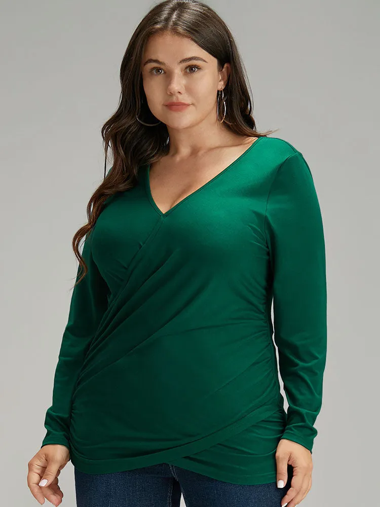 Plain Crossover V Neck Gathered T-shirt sold by Bloomchic product image thumbnail 5