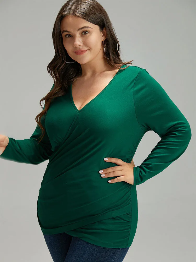 Plain Crossover V Neck Gathered T-shirt sold by Bloomchic product image thumbnail 3