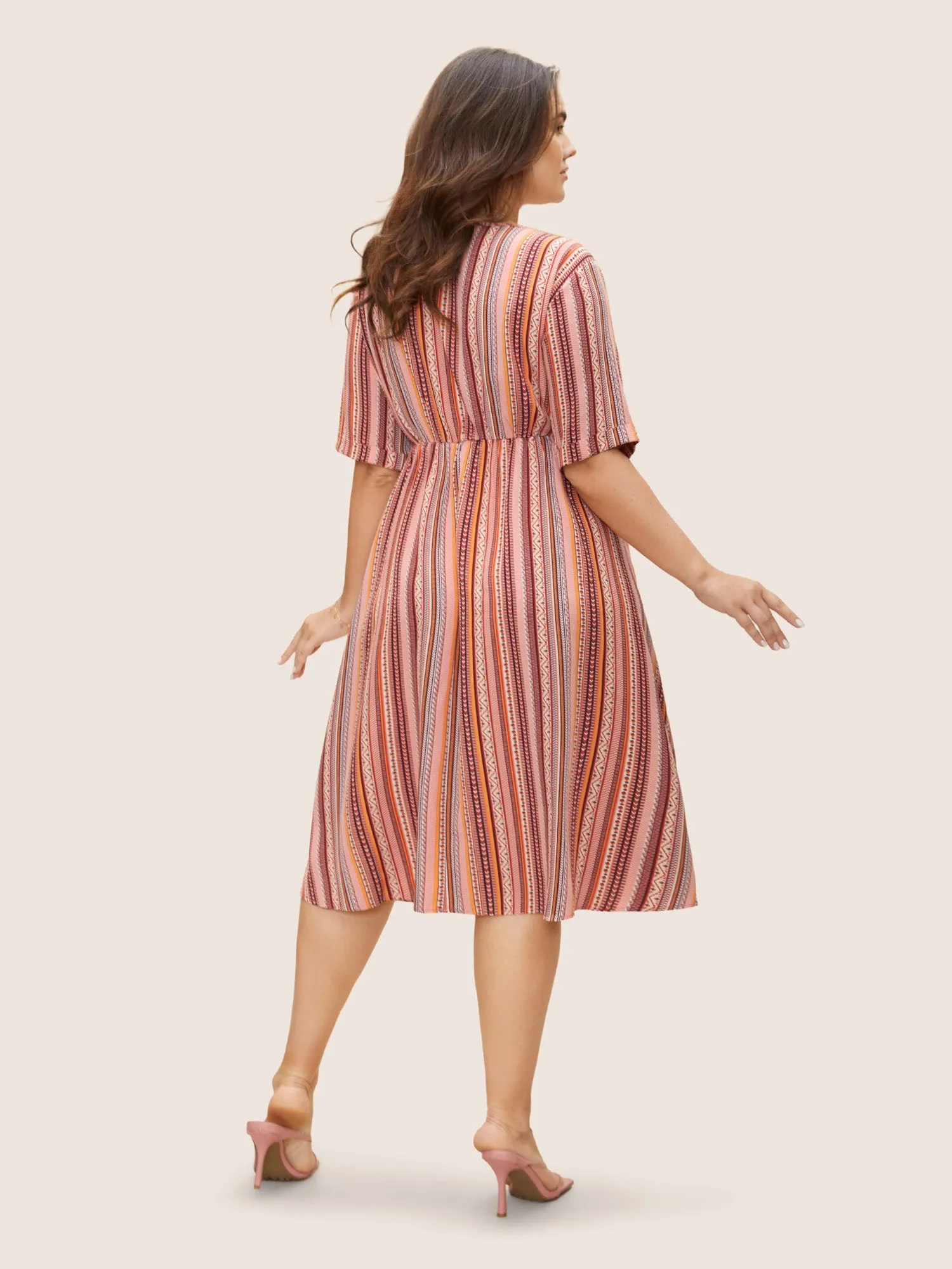 Bandana Striped V Neck Midi Dress sold by Bloomchic product image thumbnail 4