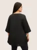 Plain Keyhole Tab Sleeve Blouse sold by Bloomchic