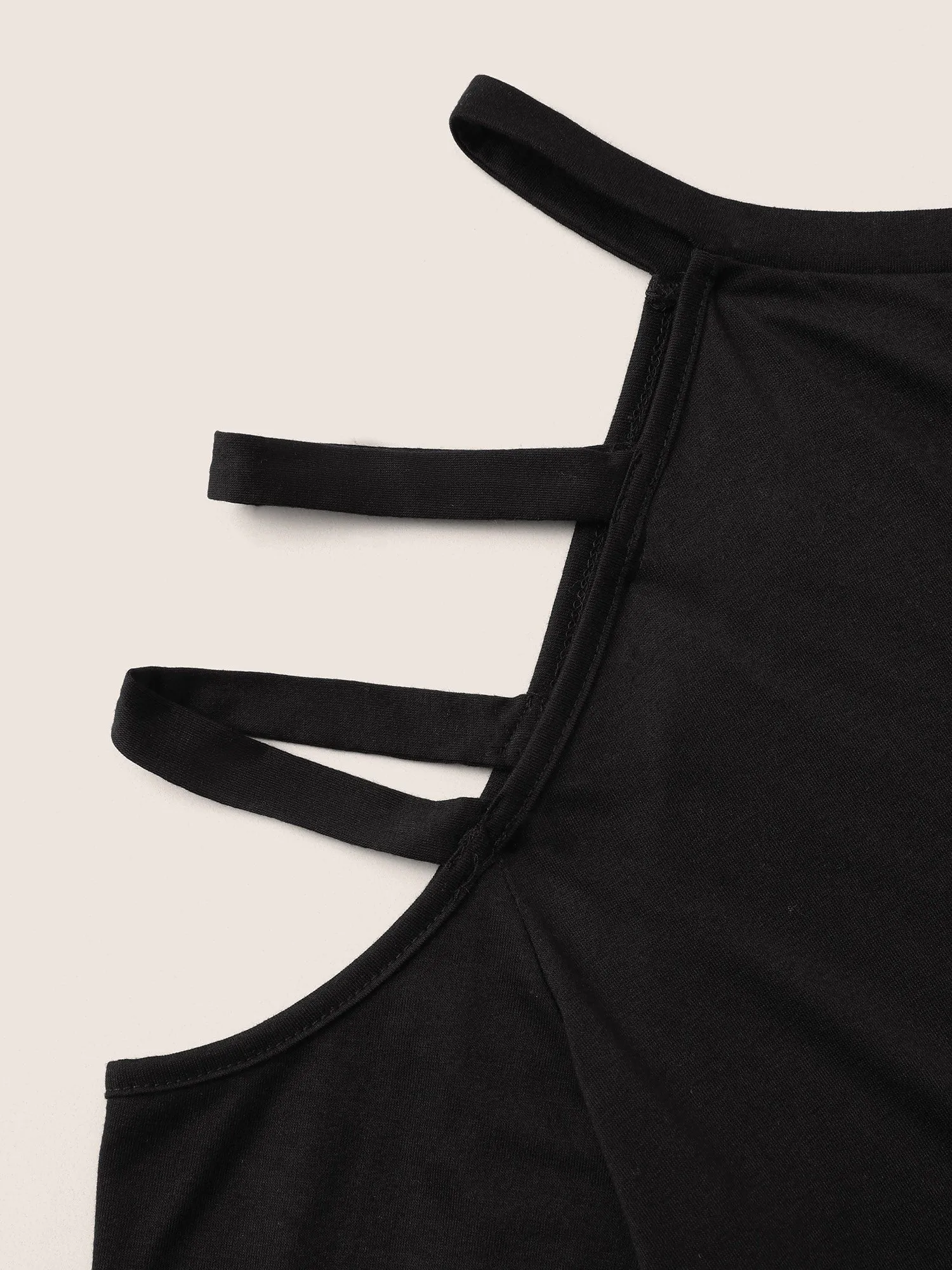 Solid Cold Shoulder Asymmetrical Neck T-shirt sold by Bloomchic product image thumbnail 5