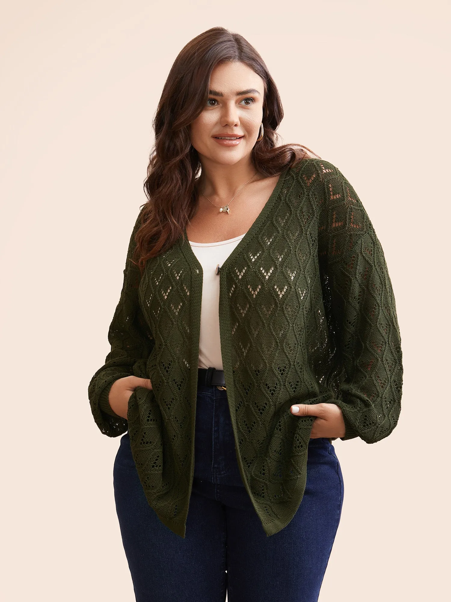 Texture Button Up Hollow Out Cardigan sold by Bloomchic product image thumbnail 3