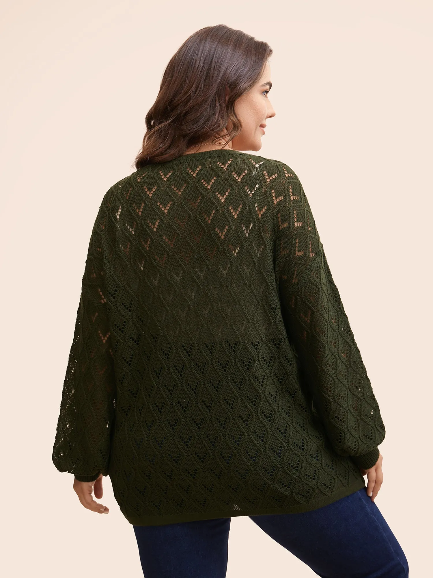 Texture Button Up Hollow Out Cardigan sold by Bloomchic product image thumbnail 2