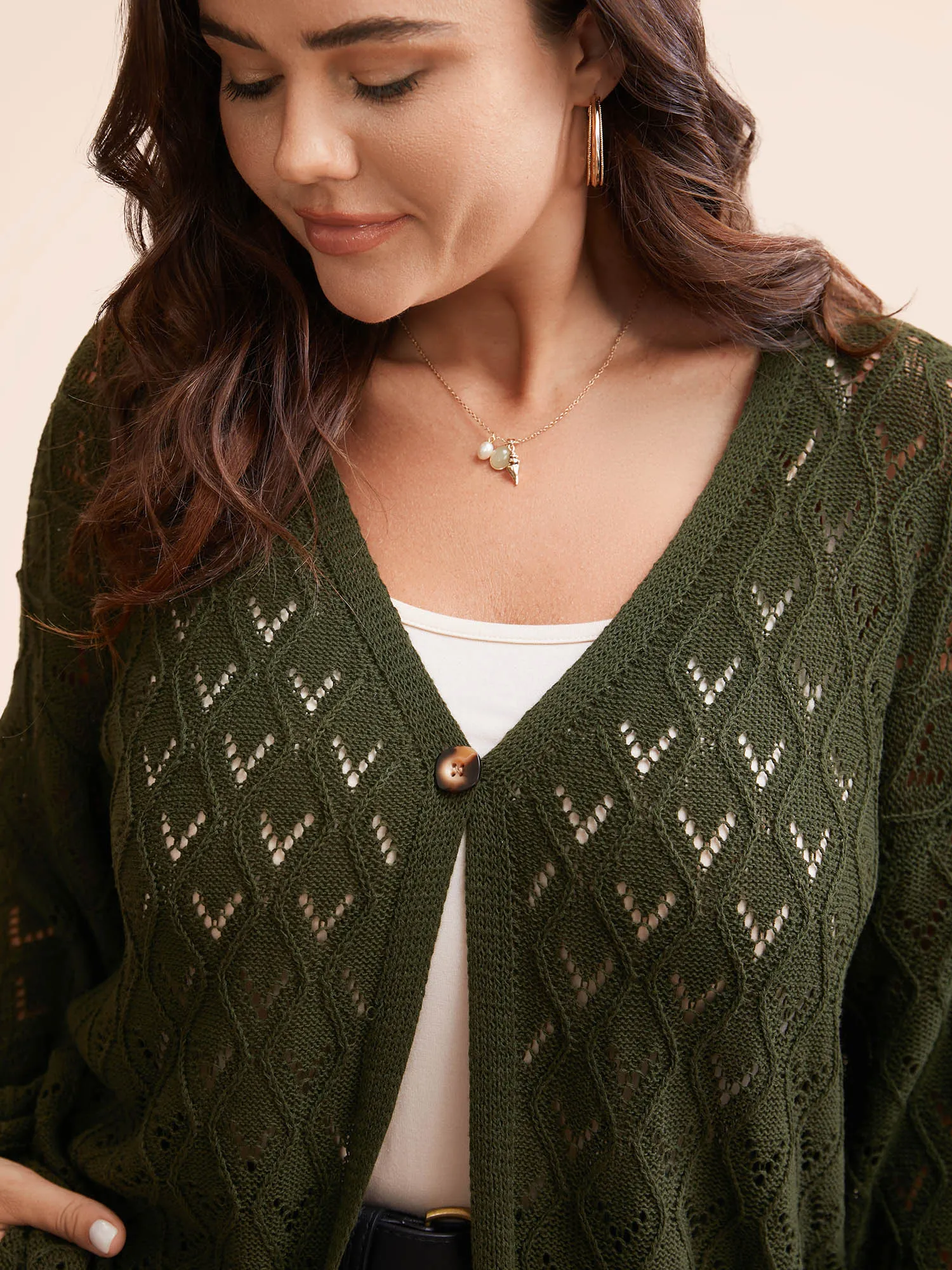 Texture Button Up Hollow Out Cardigan sold by Bloomchic product image thumbnail 5