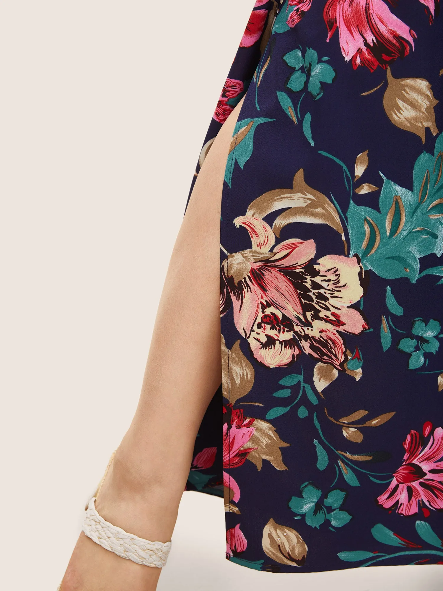 Floral Elastic Waist Split Hem Wide Leg Pants sold by Bloomchic product image thumbnail 5