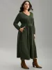 Plain Plisse Elastic Cuffs Midi Dress sold by Bloomchic