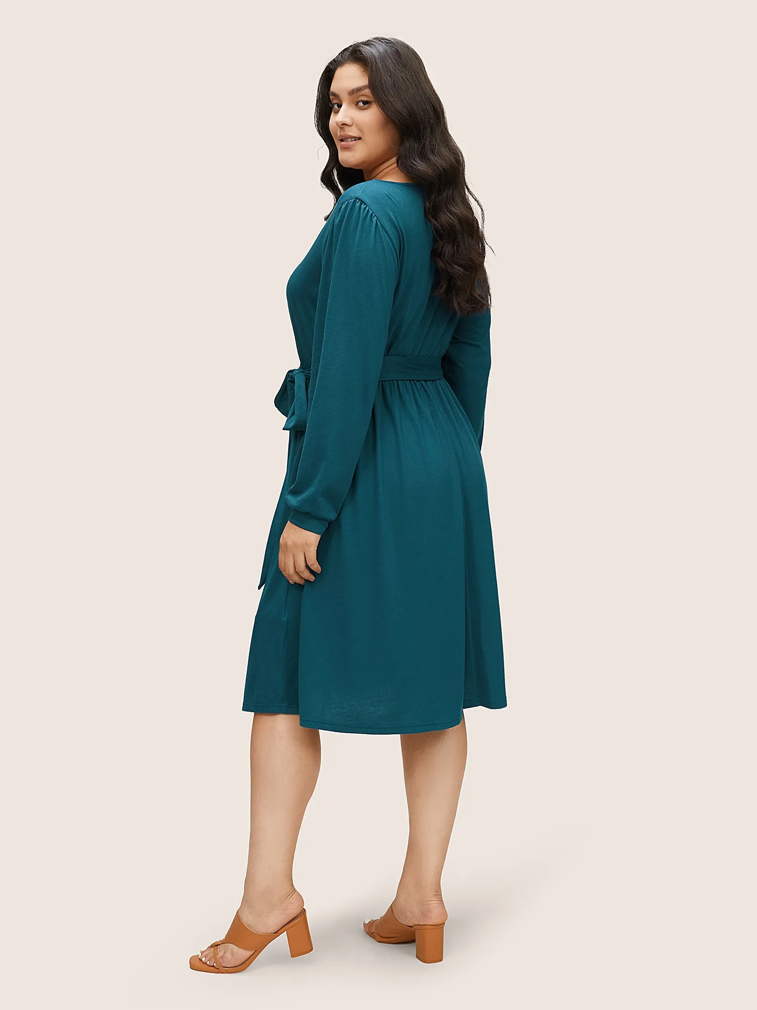 Supersoft Essentials Plain Belted Button Detail Dress sold by Bloomchic product image thumbnail 3