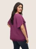 Plain Lace Insert Petal Sleeve Blouse sold by Bloomchic