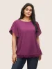 Plain Lace Insert Petal Sleeve Blouse sold by Bloomchic