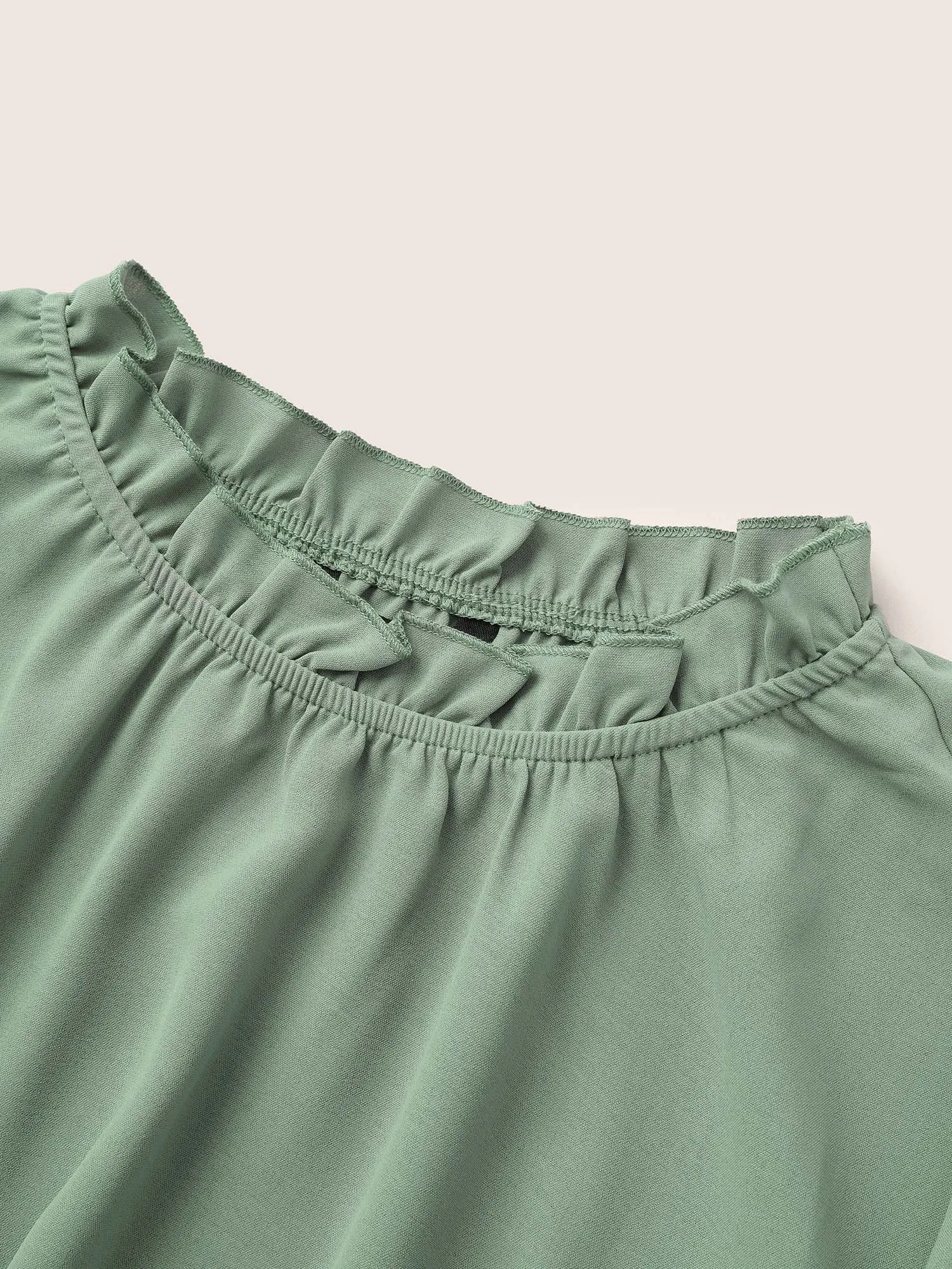 Plain Lantern Sleeve Ruffle Trim Mock Neck Blouse sold by Bloomchic product image thumbnail 5