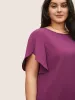 Plain Lace Insert Petal Sleeve Blouse sold by Bloomchic