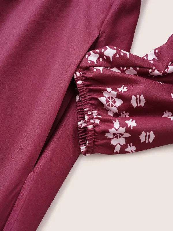 Tropical Print Notched Belted Midi Dress sold by Bloomchic